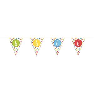Haza Vlaggenlijn - 6 jaar - 1 ST - verjaardag versiering - leeftijd - vlaggetjes slinger - 6 m