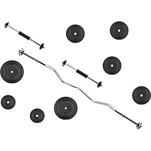 Halterset  Gewichtenset Fitness set Dumbell 22.5 kg Halterschijven + 2 Dumbell stangen 45cm + Curlstang 120cm