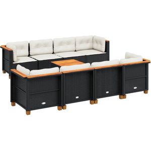 vidaXL Loungeset - 9-delig - Kussens - Zwart Loungeset - Tuinmeubels - Lounge Set - Outdoor Furniture - Pe Rattan