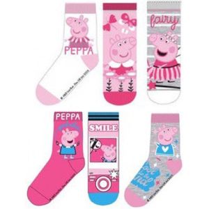 Peppa Pig Sokken | 6 Paar | Maat 31-34  | Roze | Grijs | Wit | Paars