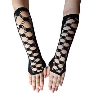BamBella® Vingerloos Gaas net stof handschoenen - One Size -Zwart Gaten