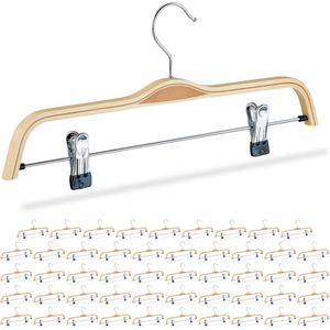 Relaxdays 50x broekhanger hout - rokhanger - kledinghanger - klerenhanger met clips