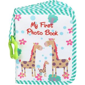 Baby Fotoalbum Groene Giraf - Zacht Stoffen Fotoboek voor Eerste Jaar