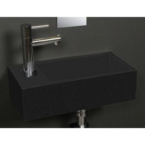 Beaux Beauvais fontein 36x18 cm.1x kraangat links zonder overloop quartz zwart