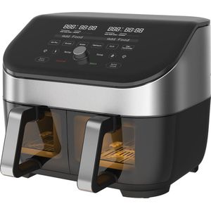 Instant Vortex Plus Dual ClearCook RVS 7,6 liter (8 Qt) 6-in-1 airfryer, geurloos, frituren, roosteren, grillen, bakken, opwarmen, dehydrateren, voedseldroger, droogoven, heteluchtfriteuse