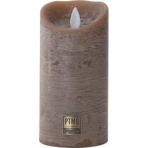 Led kaars - PTMD LED Light Candle rustic brown moveable flame - Medium - Bruin