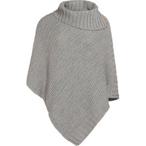 Knit Factory Nicky Gebreide Poncho - Met sjaal kraag - Dames Poncho - Gebreide mantel - Bruine winter poncho - Iced Clay - One Size