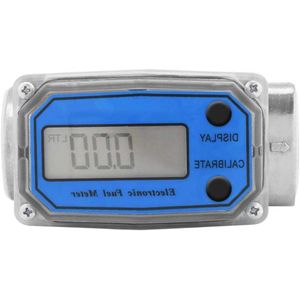 Brandstofdebietmeter - Water Turbine Digitale Brandstofteller Diesel Benzine Brandstof Debitmeter 15-120L / min 1"" NPT (kleur: blauw)