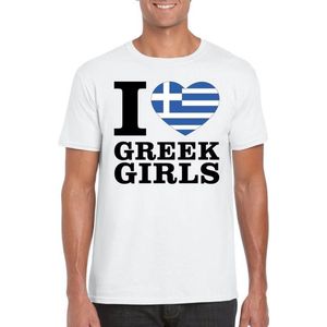 I love Greek girls t-shirt wit heren S