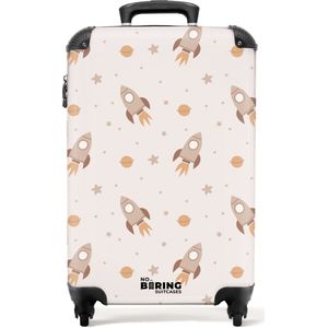 NoBoringSuitcases.com® - Kinderkoffer - Kindertrolley - Raketten - Planeten - Handbagage koffer lichtgewicht - Reiskoffer trolley - Rolkoffer met wieltjes - Past binnen 55x40x20 en 55x35x25