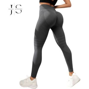 June Spring Sportlegging - Maat M/Medium - Kleur: Donkergrijs - Sportbroek voor Vrouwen - Accentueert de Billen - High-Waist - Dames Sportlegging - Fitness Legging - Yogapants - Hoge Kwaliteit Sportlegging