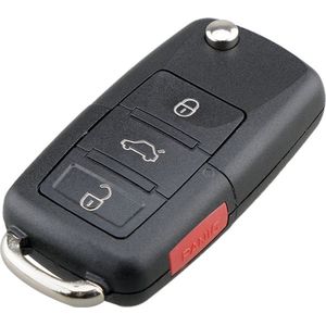 TLVX Sterke Autosleutel Behuizing Geschikt voor VW / VAG / Volkswagen / Skoda / Sleutelbaard HU66 / Ter vervanging van Originele Sleutel behuizing / afstandsbediening Auto / 3 + 1 knops Achterklep knop / Paniek knop / Panic knop / 3 + 1 knoppen / 1 s