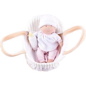 Bonikka Knuffelpop In Draagwieg Wit/roze 23 Cm