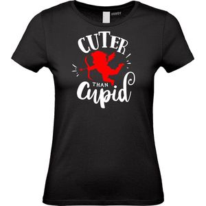 Dames t-shirt Cuter Than Cupid | Valentijn cadeautje voor haar | Valentijn | Valentijnsdag voor vrouwen | Zwart Dames | maat M