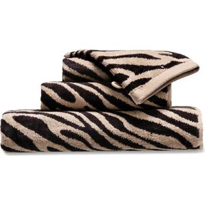 Blokker handdoek zebra - beige/zwart - 50x100 cm