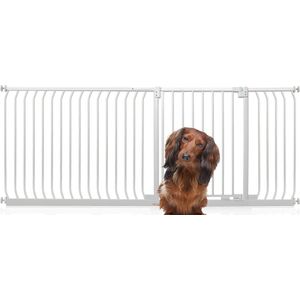 Bettacare Elite Hondenhek Assortiment, 198cm - 207cm (23 opties beschikbaar), Mat Wit, Traphekje Zonder Boren Hek voor Honden en Puppy's, Huisdier en Hond Barrière, Eenvoudige Installatie