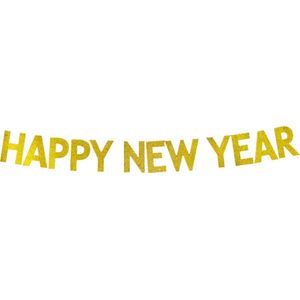 Happy new Year Slinger 2023 Oud en Nieuw Versiering Feest Versiering NYE Slingers Goud Decoratie – 1 Stuk