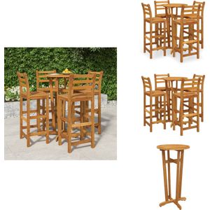 vidaXL Bartafel - Bartafels - Statafel - Hoge Tafel - 5-delige Tuinbarset massief acaciahout