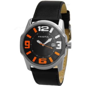 Prisma Dameshorloge P.1611 zwart oranje sport