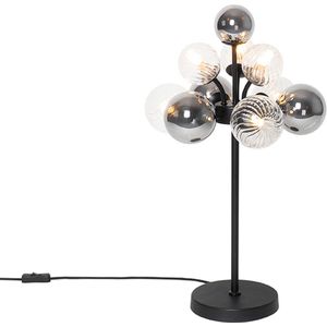 QAZQA bonnie - Art Deco Tafellamp - 6 lichts - H 60 cm - Zwart - Woonkamer | Slaapkamer
