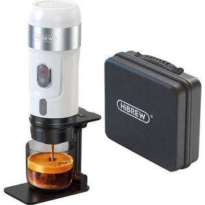 HiBREW H4A-kit 80W draagbare autokoffiezetapparaat met standaard, DC 12V 15 bar extractie, warm / koud 3-in-1 capsule-koffiezetapparaat - wit