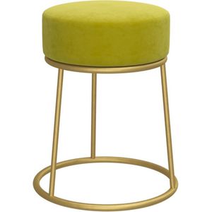VidaXL Hocker Rond Fluweel Mosterdgroen