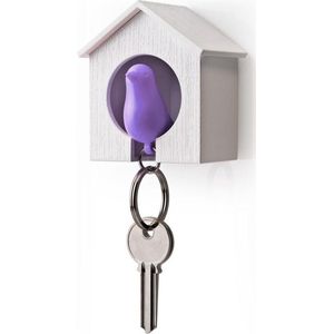 Qualy Sparrow Sleutelhanger - Wit/Paars