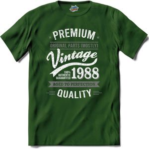 Vintage Legend Sinds 1988 - verjaardag en feest cadeau - Kado tip - T-Shirt - Unisex - Bottle Groen - Maat L