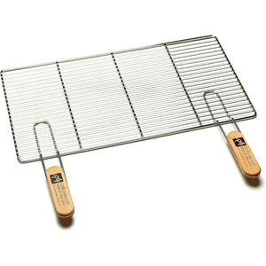 Roestvrij Stalen Grillrooster - Verkrijgbaar in Rechthoekige en Ronde Maten (54 x 34 cm) met Afneembare Handgrepen