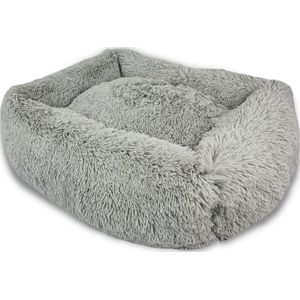 Topmast Fluffy Lounge Serie - Hondenmand - 78 x 60 x 22 cm - Zilver - Hondenbed - Hondenkussen - Kattenmand