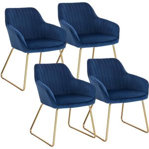 Rootz set van 4 eetkamerstoelen - met fluweel beklede stoelen - moderne bureaustoelen - ergonomisch ontwerp, duurzaam frame, vloerbescherming - 45 cm x 44 cm x 78,5 cm