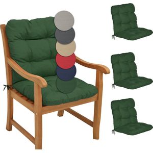 Beautissu Flair NL – Set van 4 Tuinkussen Lage Rug Groen – 100x50 cm – Zitkussen Matraskussen voor Tuin Meubelen