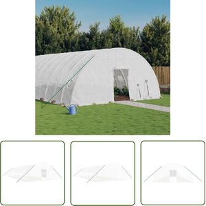 The Living Store Tuinkas met stalen frame 84 m² 14x6x2,85 m wit - Broeikas - Tuinhuisje - Kweekkas - Plastic Kas - Tuin Accessoires