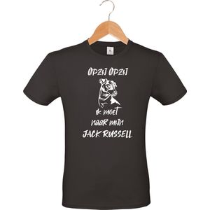 mijncadeautje - T-shirt unisex - zwart - Opzij Opzij ik moet naar mijn : Jack Russell - maat M