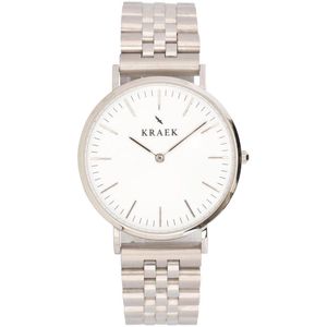 KRAEK Noelia Zilver Wit 36 mm | Dames Horloge | Stalen horlogebandje | Schakelbandje | Minimaal Design | Svelte collectie