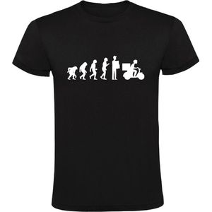 Bezorg Evolutie | Heren T-shirt | thuisbezorgd | bezorger | eten | scooter | post | Zwart