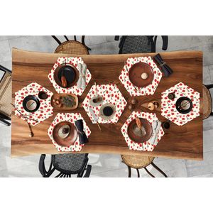 Placemats hexagon - Onderleggers placemats - Placemat zeshoek - Patronen - Parijs - Eiffeltoren - Bloemen - 8 stuks