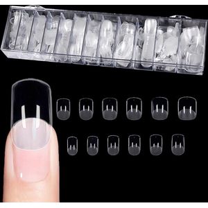 504 stuks korte vierkante nagelstrips - spoorloze transparante ultradunne semi-matte volledig klevende nagelstrips .