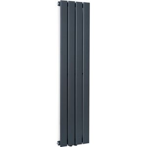 Blumfeldt Badkamerradiator - Design radiator - Zuinige platte radiator verticaal - Verticale Wandverwarming - 380 W - Verticale Radiator Met Thermostaat - Wandradiator voor badkamer en woonkamer - Antraciet