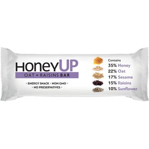 HoneyUp Energy Snack met Tarwe en Rozijnen 4 stuks 40gr | Powerbar Sport 22,4gr koolhydraten