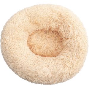 KUSSIES® Kussen 70 Cm Met Wasbare Hoes - Creme Wit - Hondenkussen Kinder Speelkussen - Donut Zitzak Rond Hondenmand Loungekussen Pluche Witte Beige