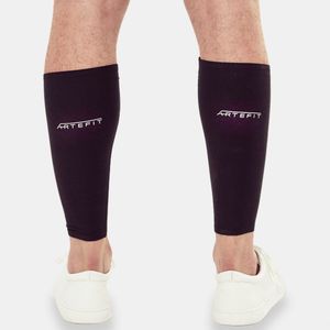 Artefit compressie kuit sleeves – compressie kousen voetloos - compressie sokken hardlopen - zonbescherming - L - Zwart