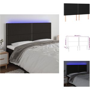 vidaXL LED-hoofdbord - Zwart - 160 x 5 x 118/128 cm - Verstelbare hoogte - Bedonderdeel