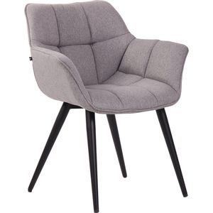 In And OutdoorMatch Eetkamerstoel Lucila - Grijs - Eetkamerstoel - Stof - Hoge kwaliteit bekleding - Luxe stoel - Stijlvolle eetkamerstoel