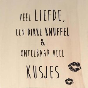 Houten ansichtkaart 15x15cm Veel liefde een dikke knuffel - 107051012016