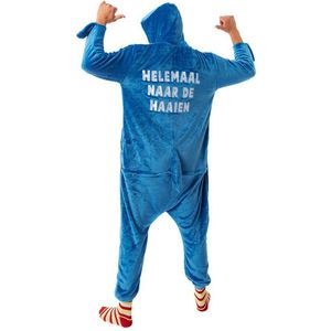 PartyXplosion - Haai & Inktvis & Dolfijn & Walvis Kostuum - Helemaal Naar De Haaien Kostuum - Blauw - Large / XL - Carnavalskleding - Verkleedkleding
