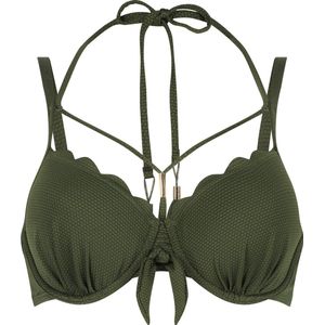 Hunkemöller Dames Badmode Voorgevormde beugel bikinitop Scallop - Groen - maat F80