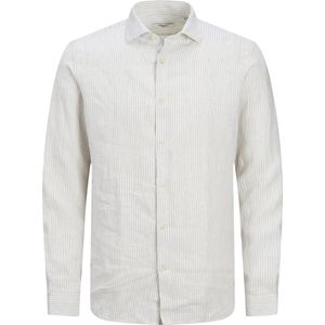 Jack & Jones - Heren Overhemden Parker Linen Stripe - Beige - Maat M