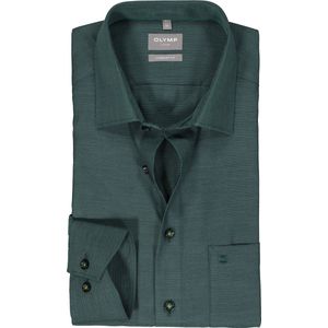 OLYMP comfort fit overhemd - structuur - groen - Strijkvrij - Boordmaat: 41