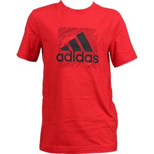 Adidas logo t shirt junior vivid red HS5276, maat 176